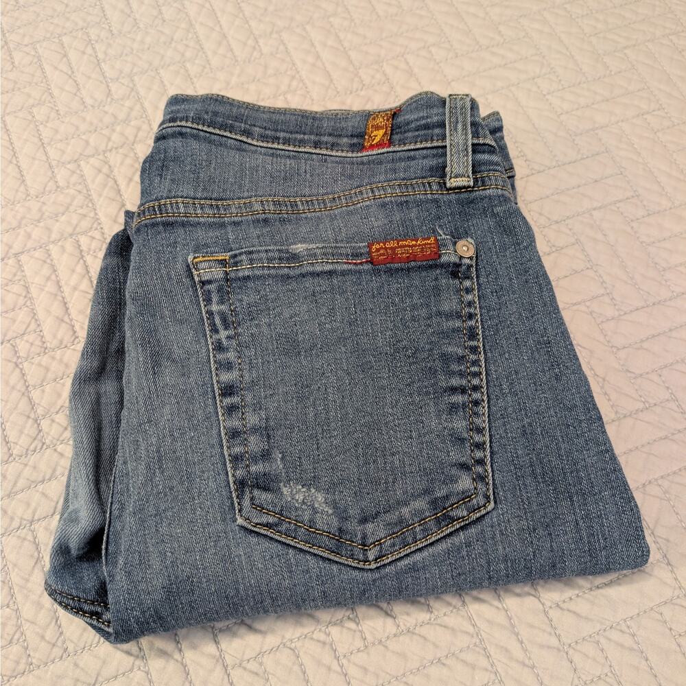 7 For All Mankind Jeans Women's Size 30 Blue Ankle Gwenevere Distressed (0483)